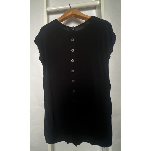 Madewell Dress Womens S Black Short Sleeve Full Button Down Back Woven Tunic Top - Picture 12 of 16